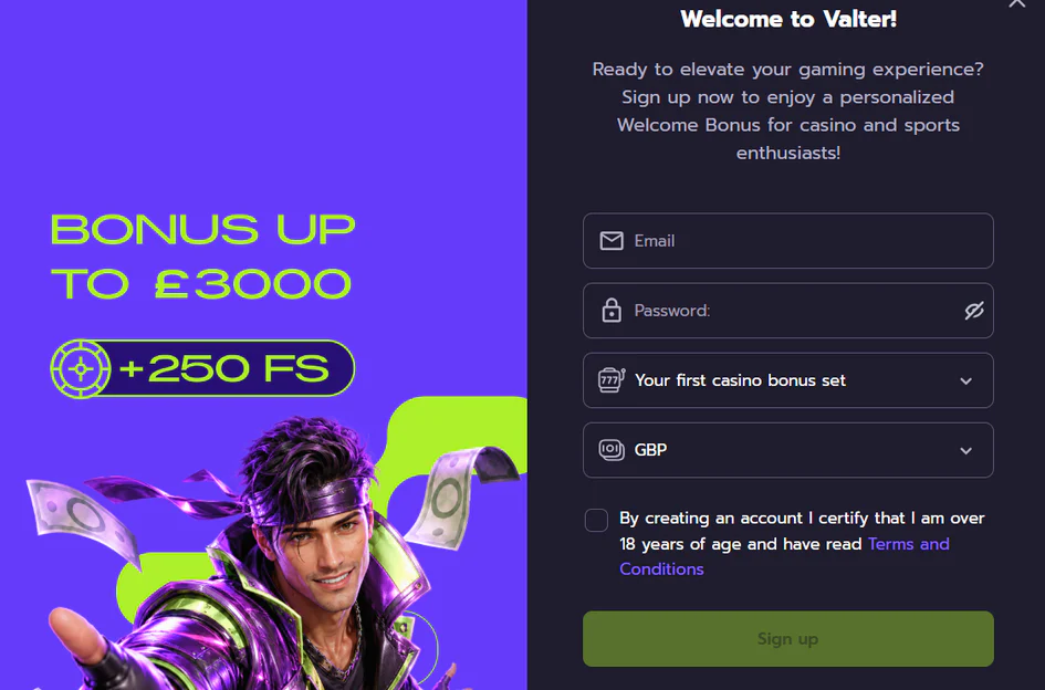 valtercasino casino registration